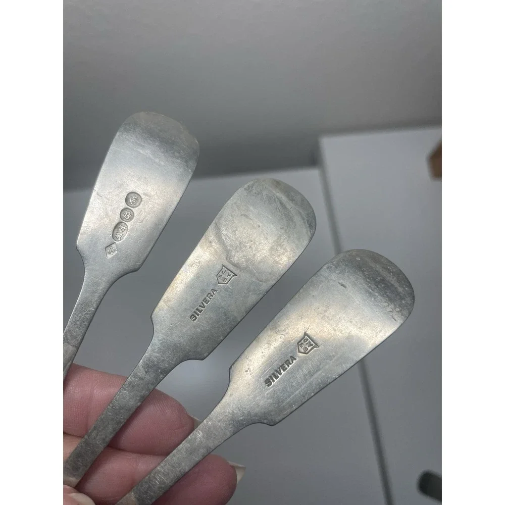 Vtg Silvera Nevada Silver Fiddle Tipped Pattern Lot of‎ 13  Silverplate Forks